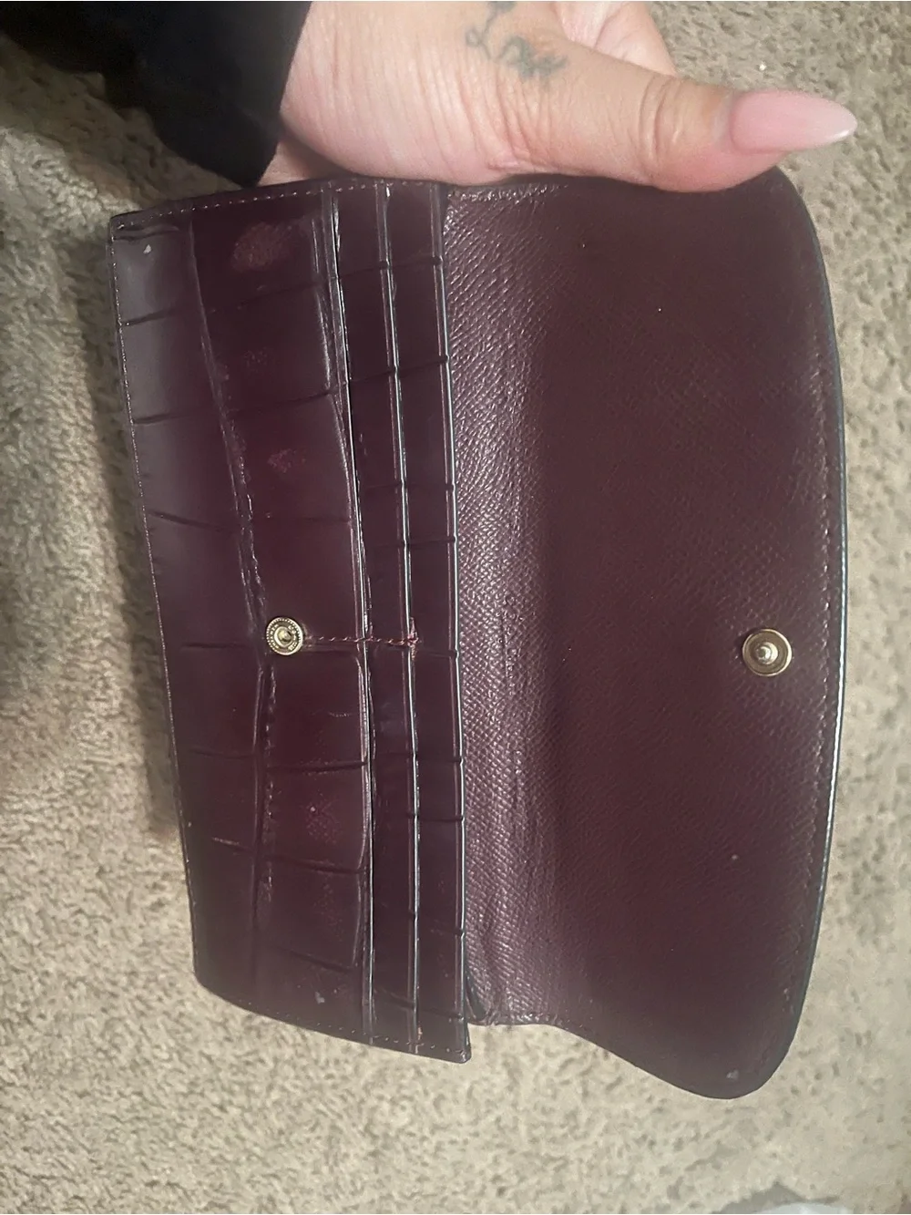 Coach Croc-Embossed Continental Wallet in Plum